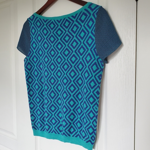 Loft Knit Geometric Print Short Sleeve Top - Picture 4 of 5